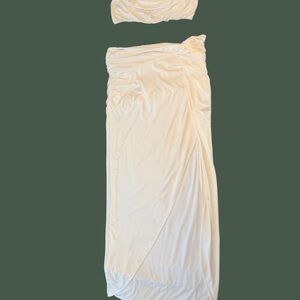 Cream Two-Piece Maxi Skirt Set